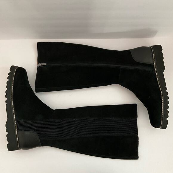 Donald Pliner Codie Black Suede Boots Elasticized Calf Size 10 - Picture 1 of 16